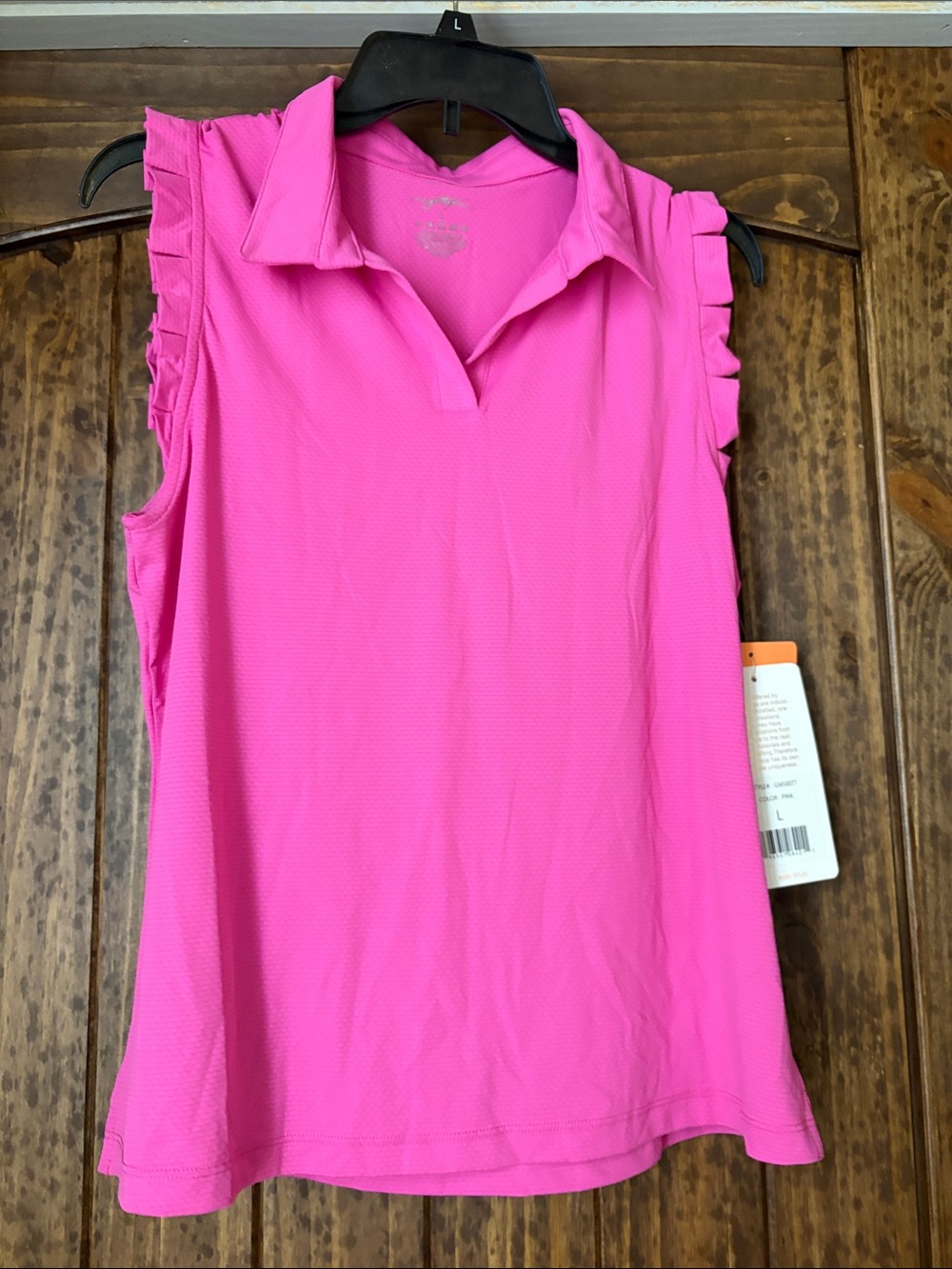 Gottex Hot Pink Sleeveless Ruffle Polo Tank